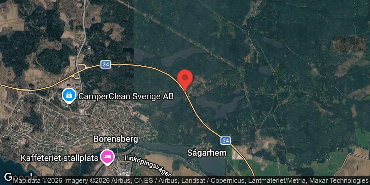 Fordonshaveri på Väg 34 vid Borensberg påverkar trafiken
