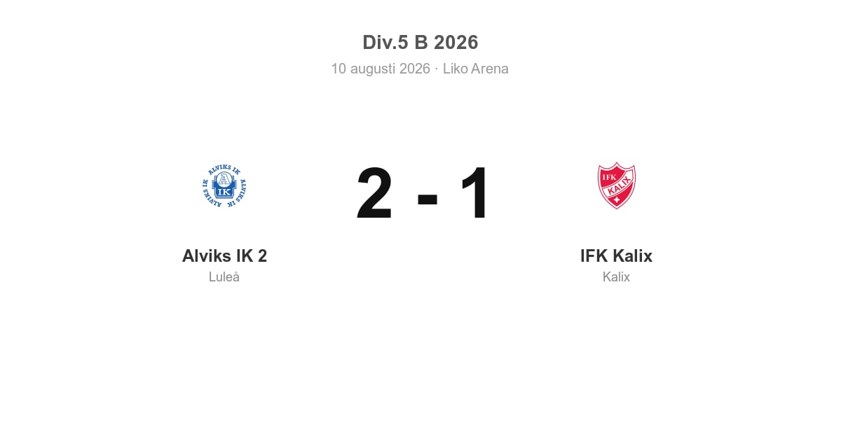Förlust för IFK Kalix i bortamatch mot Alviks IK 2