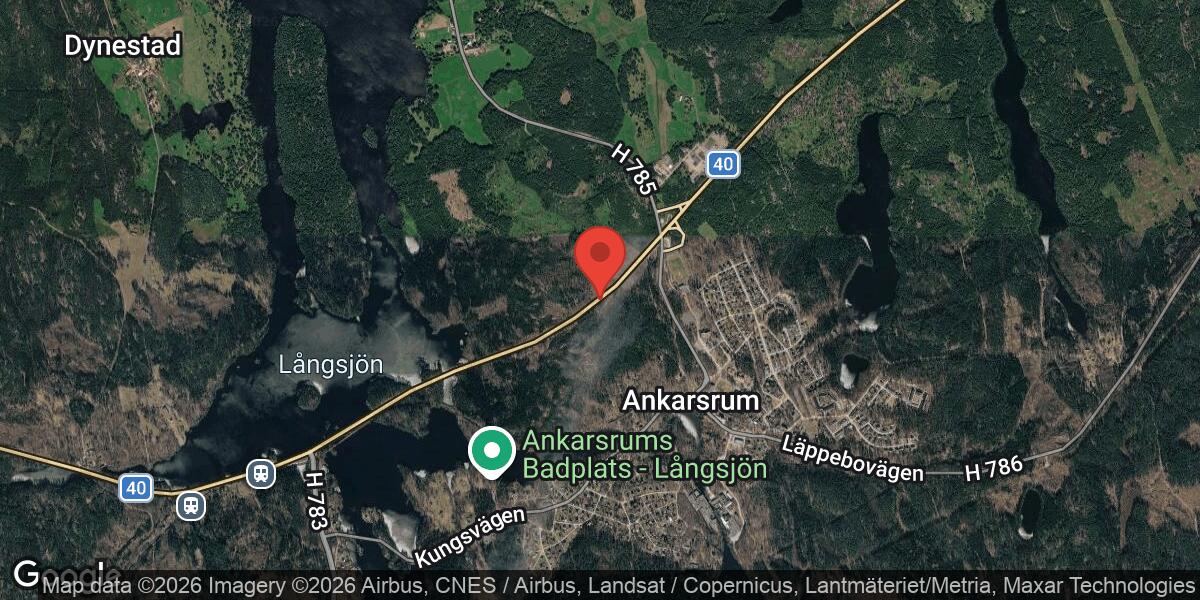 Singelolycka stänger väg 40 vid Ankarsrum
