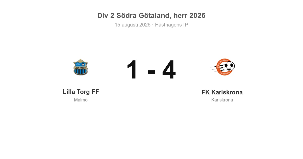 Förlust för Lilla Torg FF hemma mot FK Karlskrona (1–4)