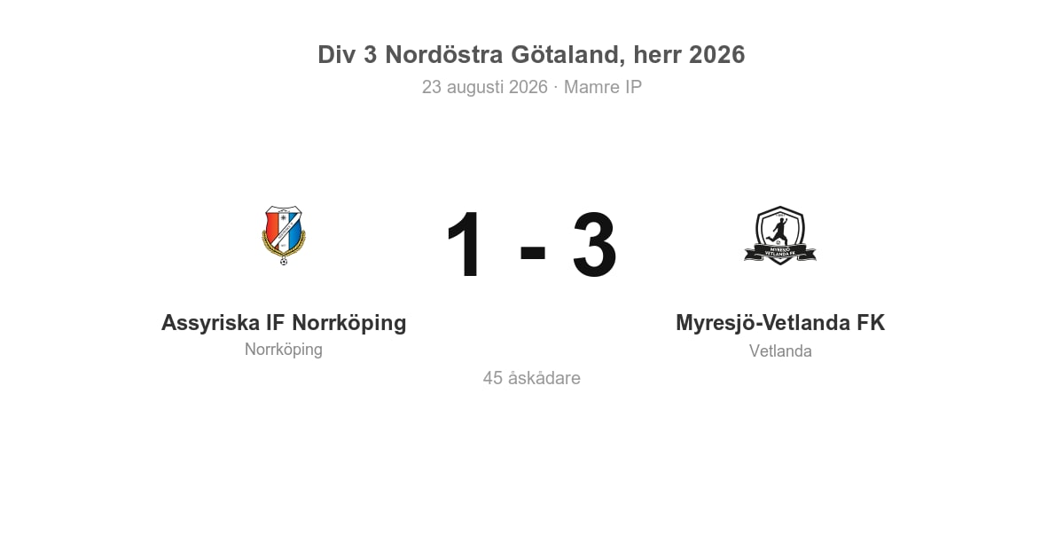 Vinst för Vetlanda borta mot Assyriska IF Norrköping