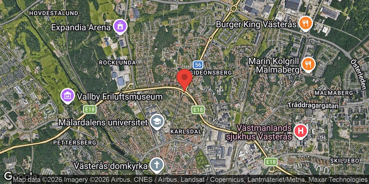 Stillastående lastbil påverkar trafiken på E18 mellan Rocklundamotet och Skallbergsmotet