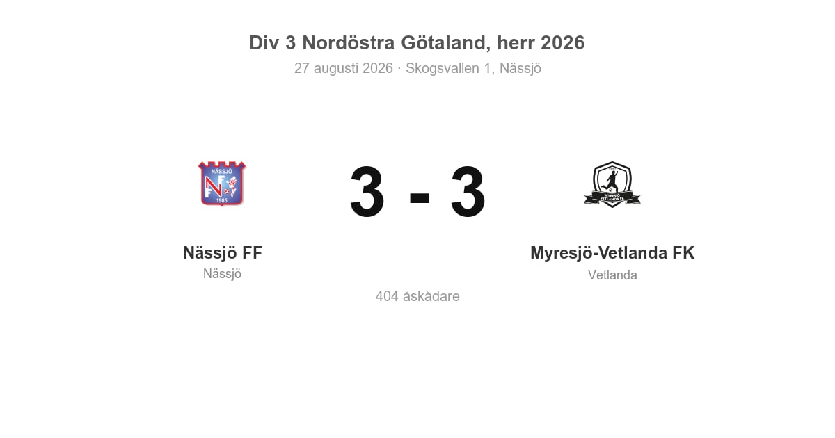 Oavgjort för Myresjö-Vetlanda i bortamatch mot Nässjö FF