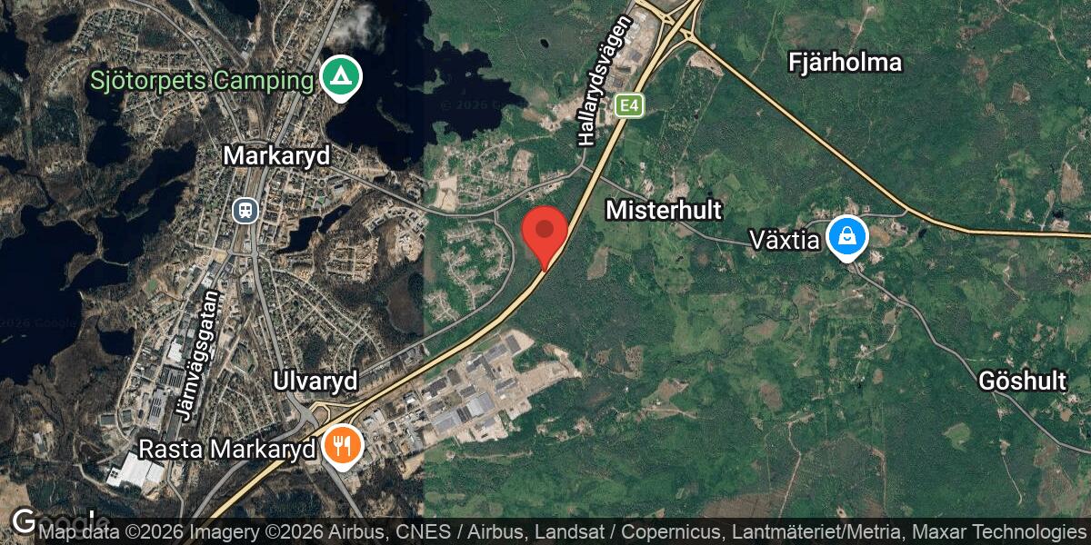 Singelolycka stänger E4 mellan Markaryd S och Markaryd N mot Värnamo