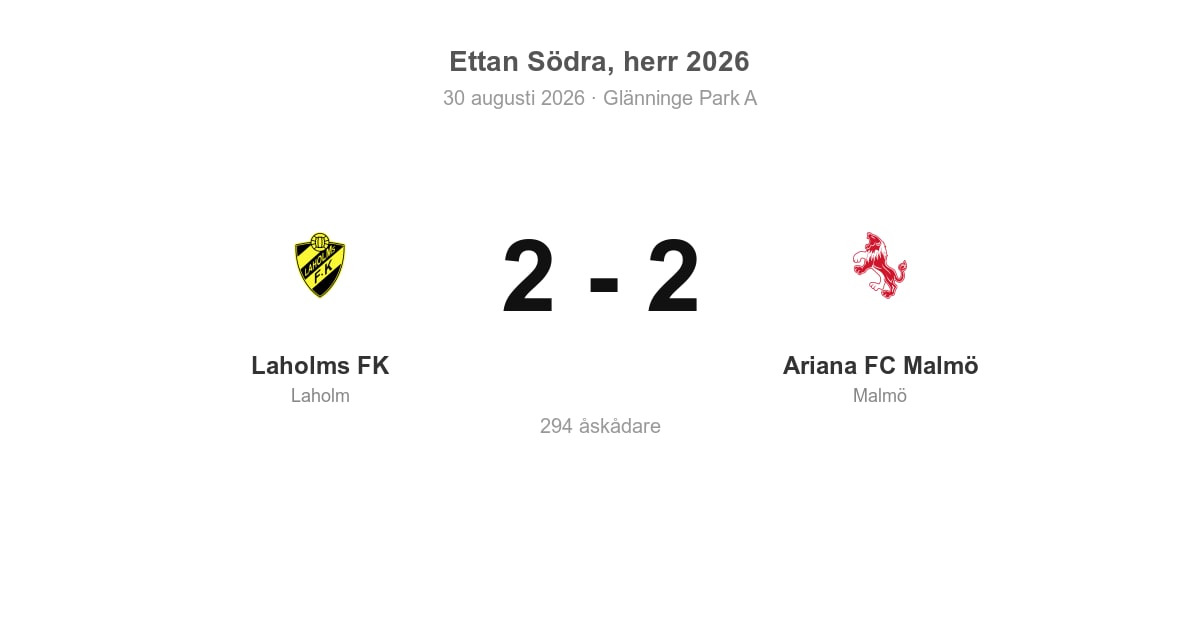 Oavgjort för Ariana FC Malmö i bortamatch mot Laholms FK