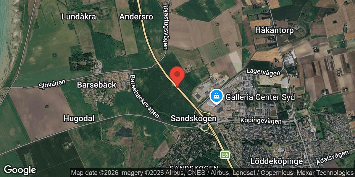 Trafikolycka med flera fordon på E6 vid Löddeköpinge