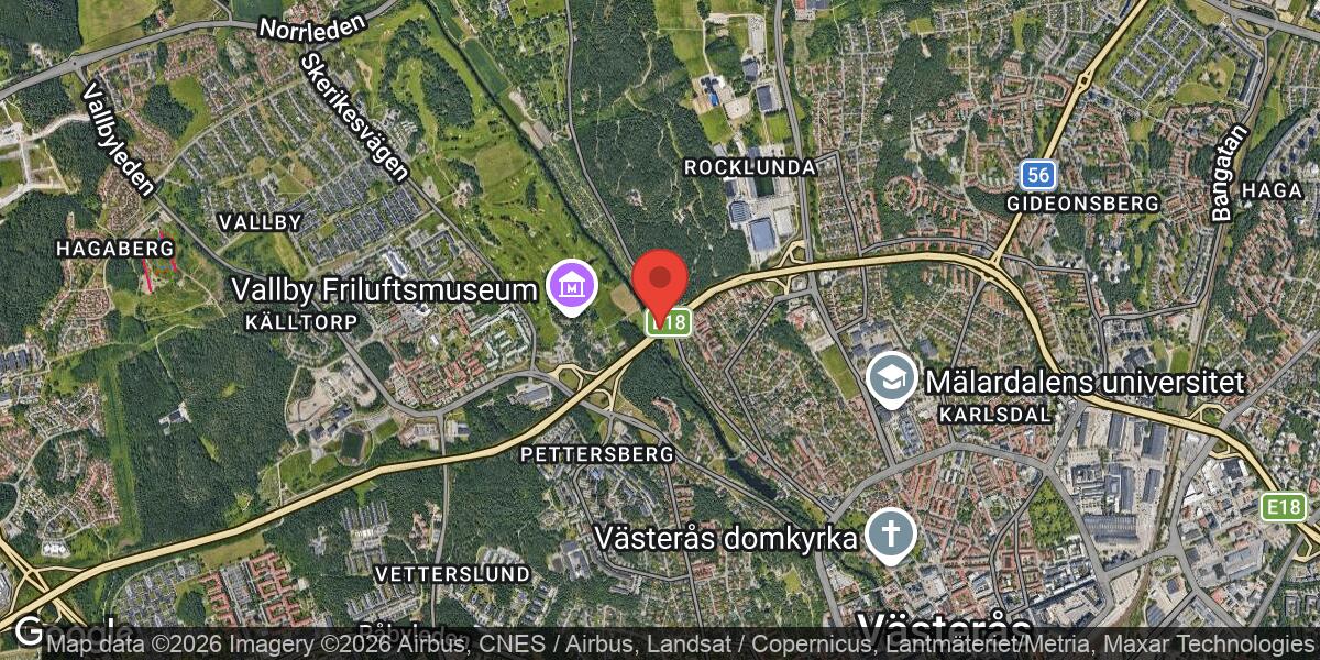 Fordonshaveri på E18 mellan Rocklundamotet och Vallbymotet påverkar trafiken