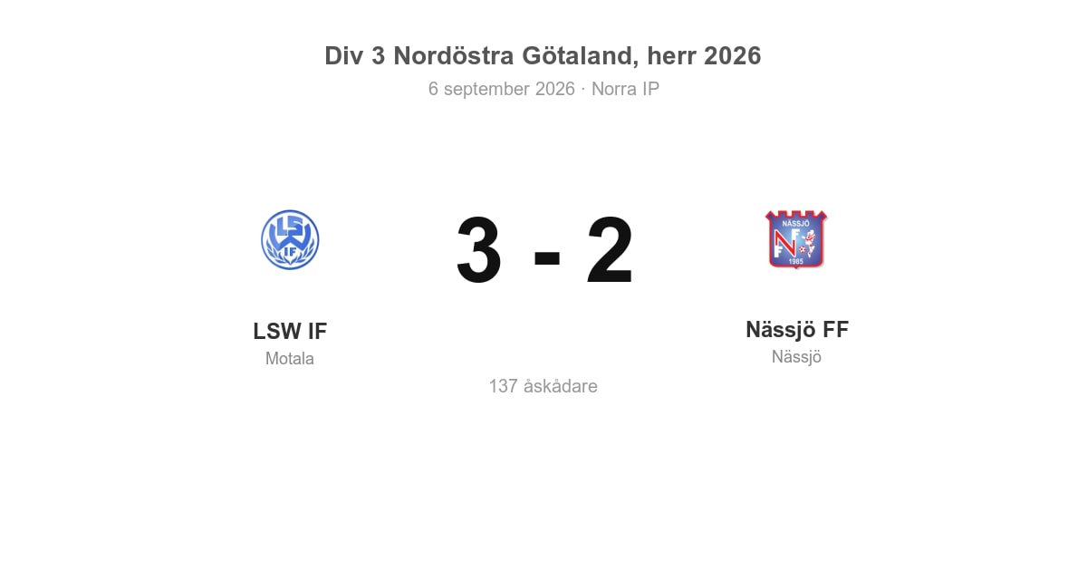 Förlust i bortamatch: Nässjö föll mot LSW IF (3–2)