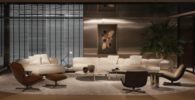 Minotti Orion sofa opstelling in witte stof