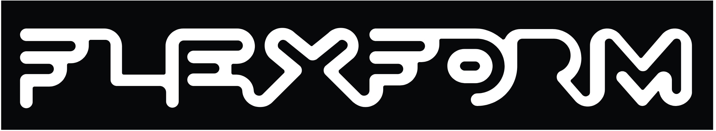 Flexform logo, zwart wit. 