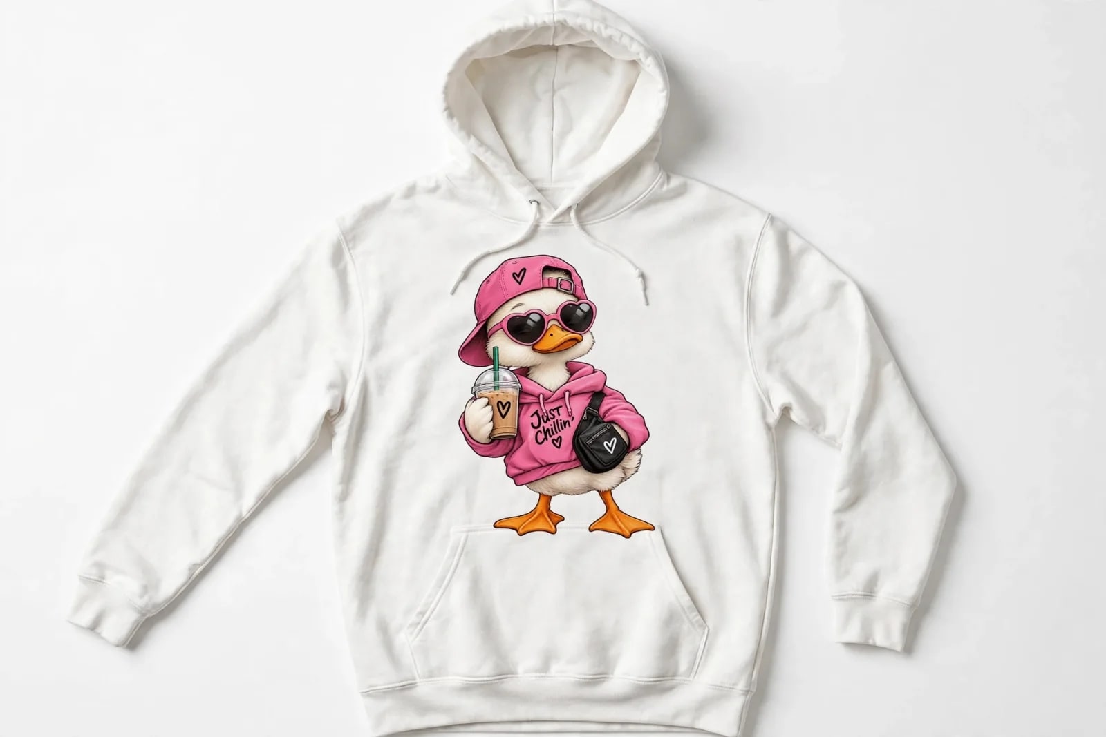 Just Chillin Pink Duck PNG, Bougie Duck with Iced Coffee Design (preview 6 of 6)