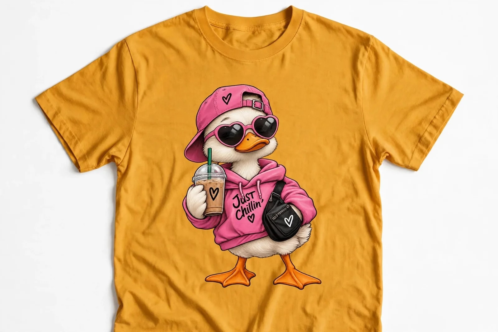 Just Chillin Pink Duck PNG, Bougie Duck with Iced Coffee Design (preview 4 of 6)