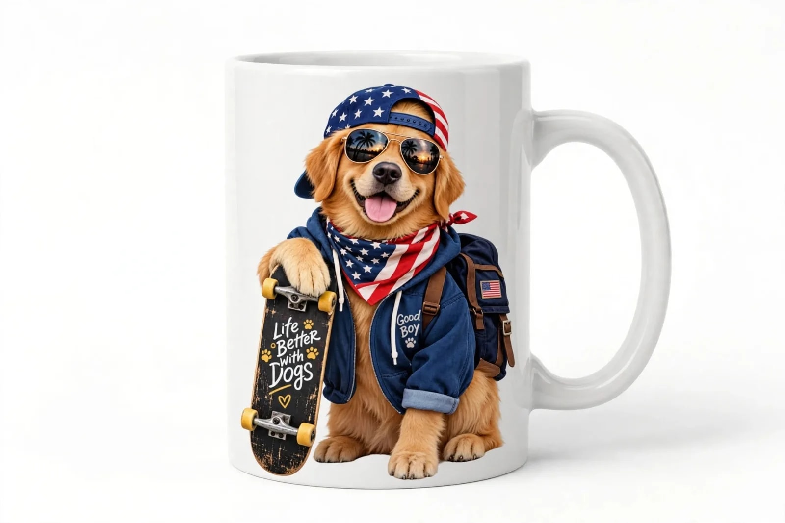 Life Better With Dogs PNG, Patriotic Skateboard Dog Shirt (preview 3 of 4)