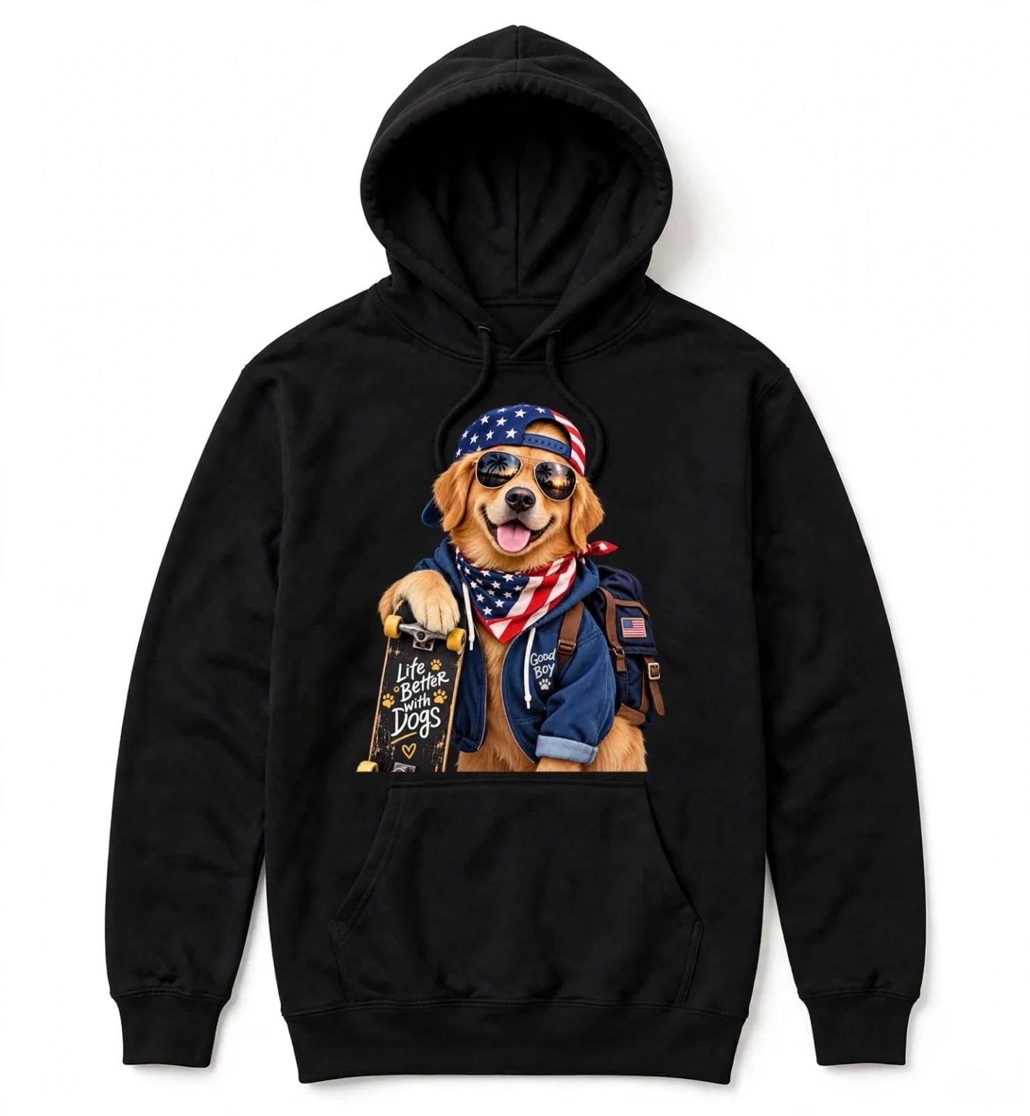 Life Better With Dogs PNG, Patriotic Skateboard Dog Shirt (preview 2 of 4)
