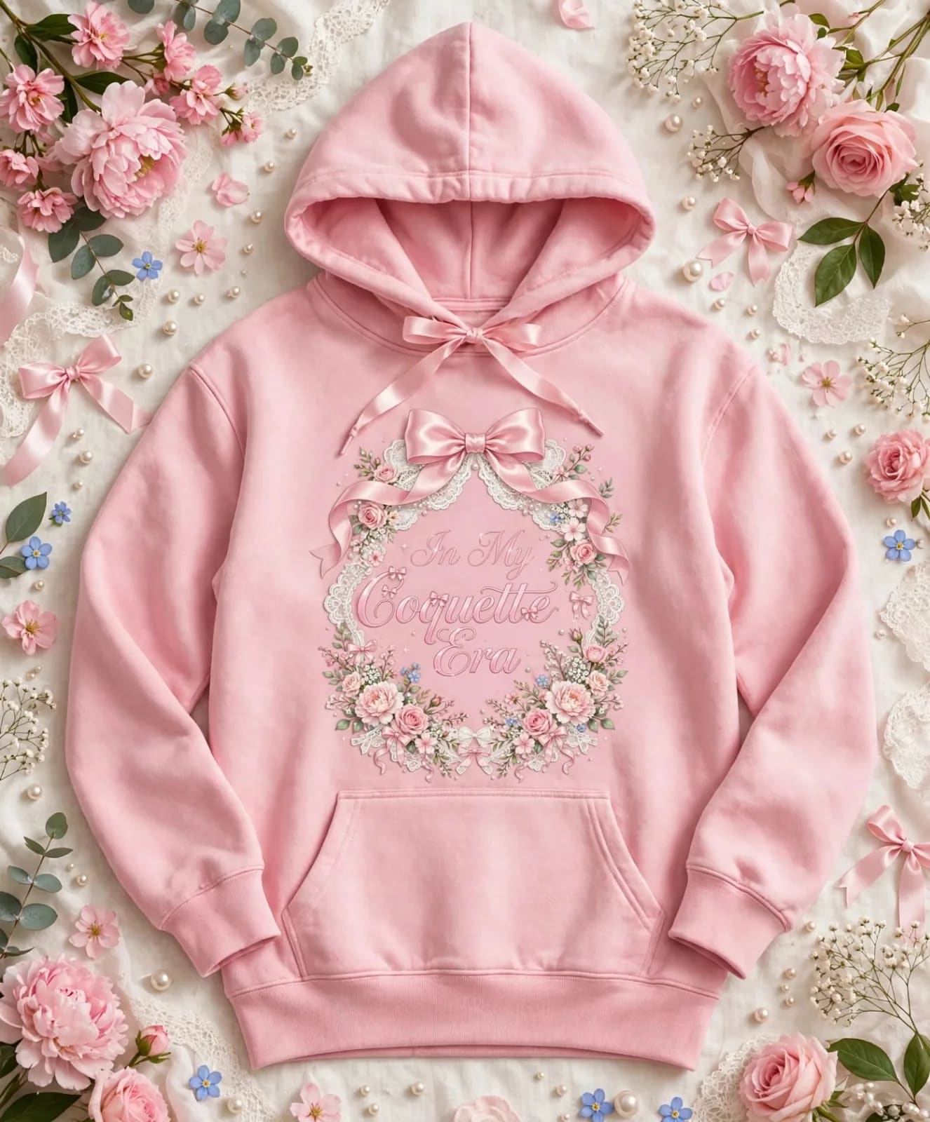 In My Coquette Era PNG Pink Bow Floral Wreath Coquette Aesthetic Shirt Design (preview 4 of 5)