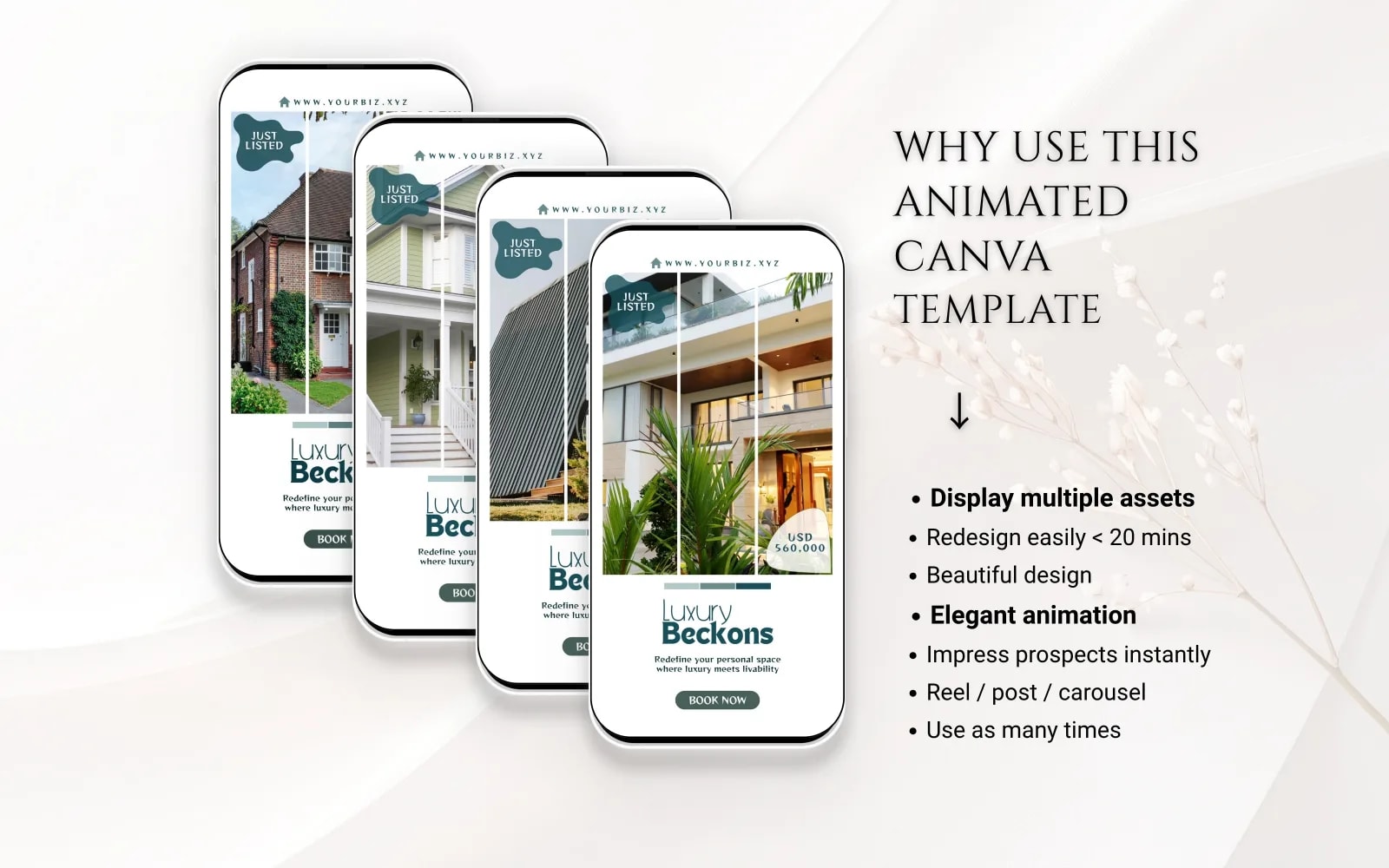 Just Listed Canva Animated Real Estate Template - Editable Video Ad (preview 4 of 6)
