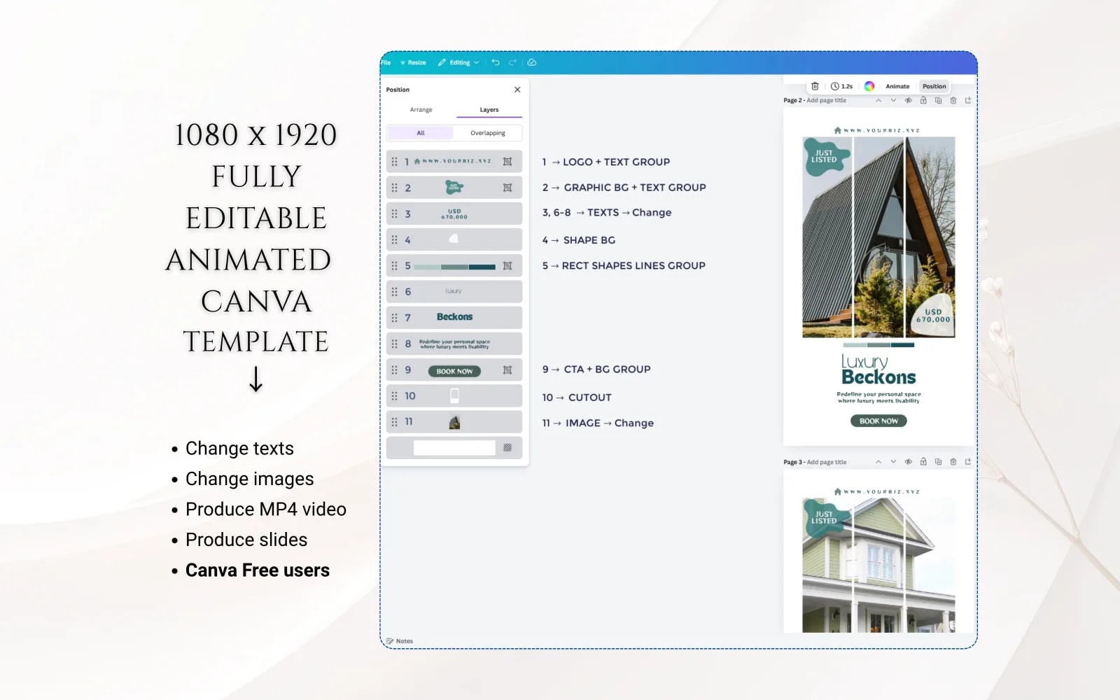 Just Listed Canva Animated Real Estate Template - Editable Video Ad (preview 2 of 6)