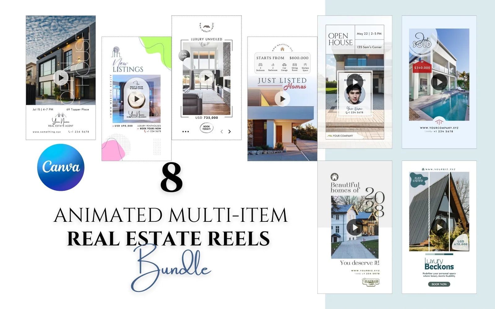 8 Animated Real Estate Reels Bundle preview