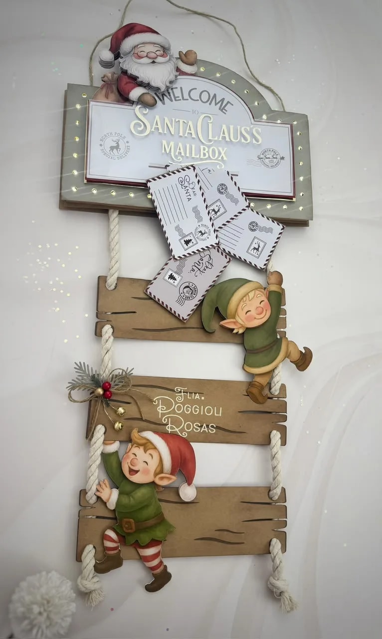Santa Mailbox Christmas Door Hanger SVG (preview 3 of 6)