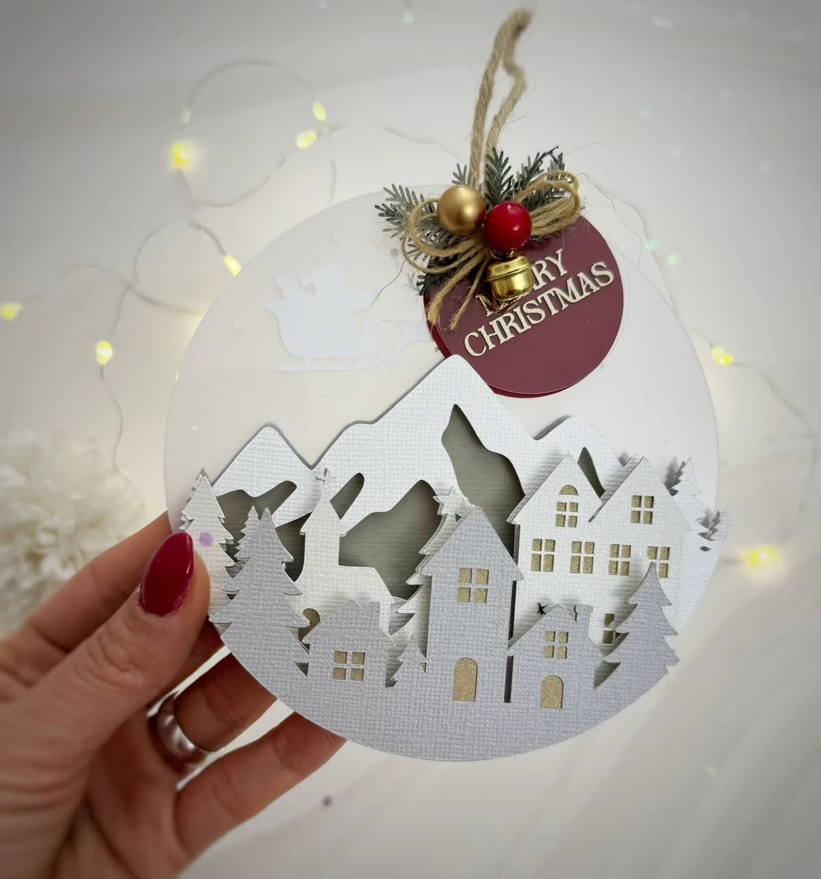 Christmas House Ornament + Free Packaging SVG & Studio3 (preview 3 of 5)