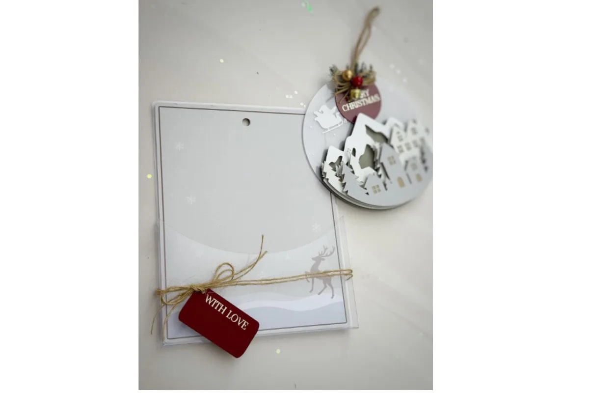 Christmas House Ornament + Free Packaging SVG & Studio3 (preview 5 of 5)