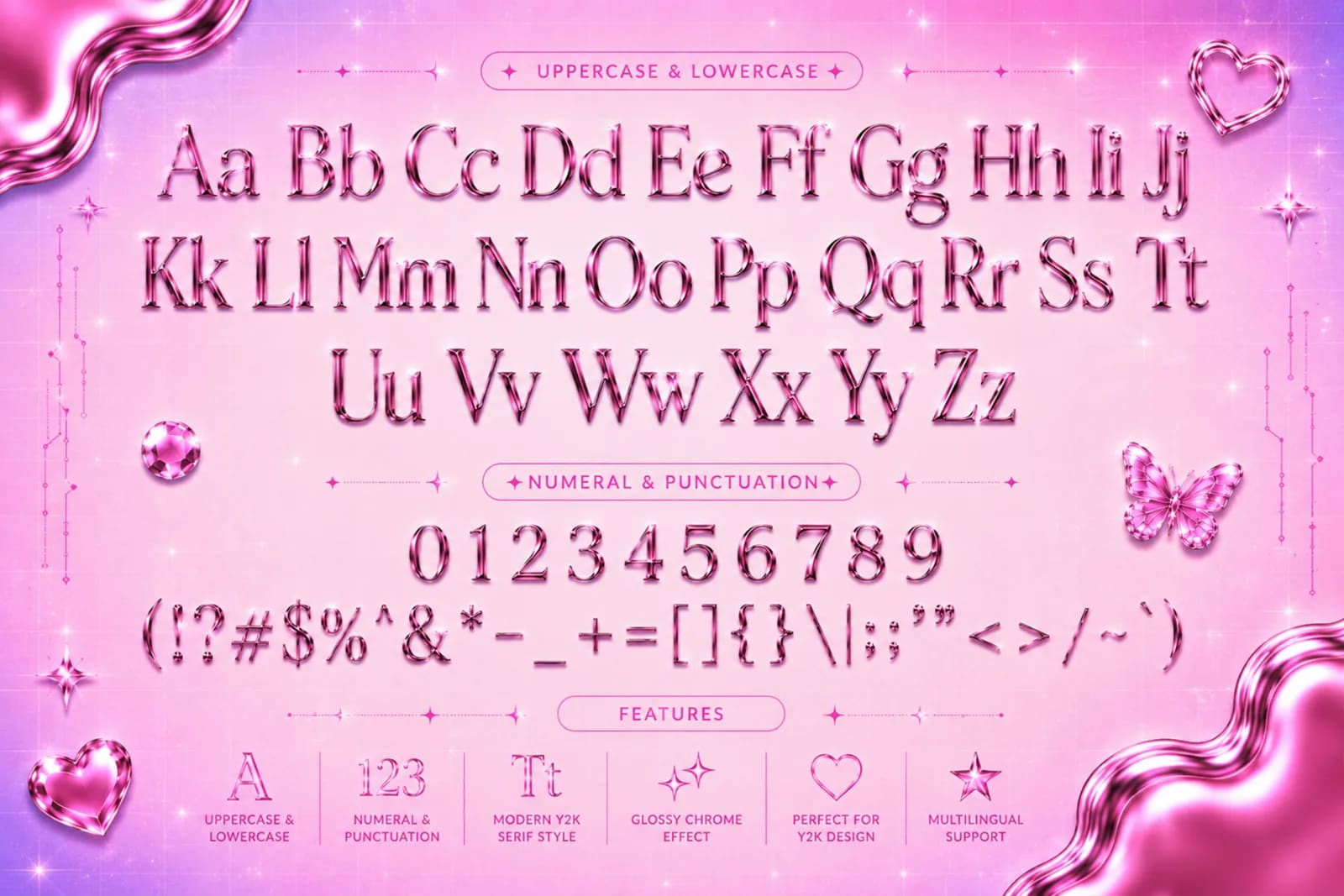 Chrome Darling – Modern Y2K Serif Font (preview 4 of 5)