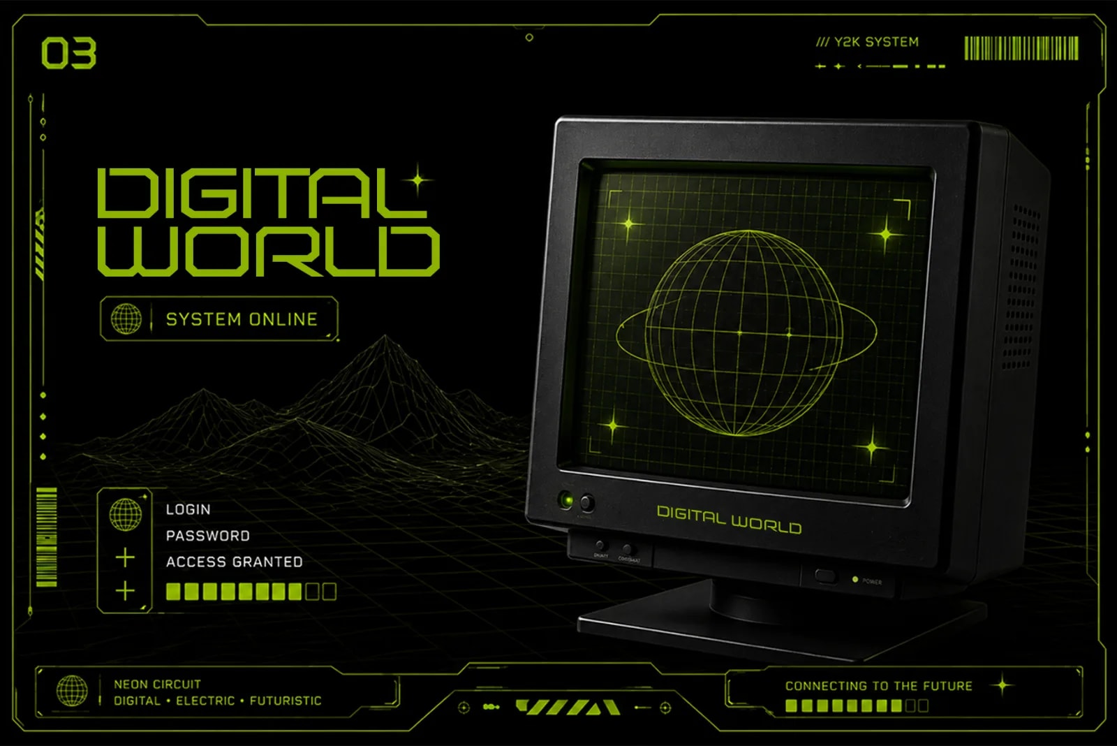 Neon Circuit – Y2K Futuristic Tech Display Font (preview 3 of 5)