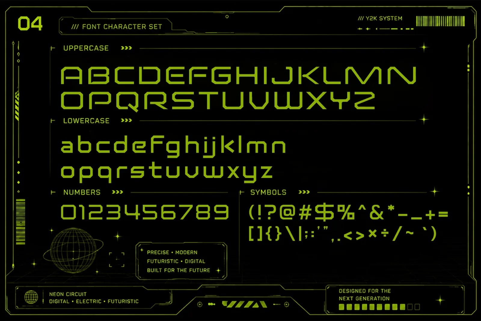Neon Circuit – Y2K Futuristic Tech Display Font (preview 4 of 5)