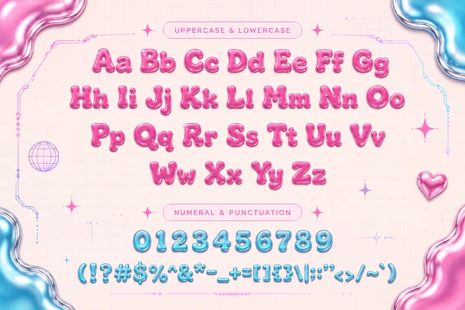 Luster Pop – Glossy Y2K Bubble Display Font (preview 4 of 5)