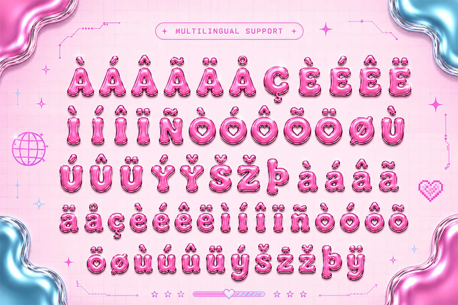 Luster Pop – Glossy Y2K Bubble Display Font (preview 5 of 5)