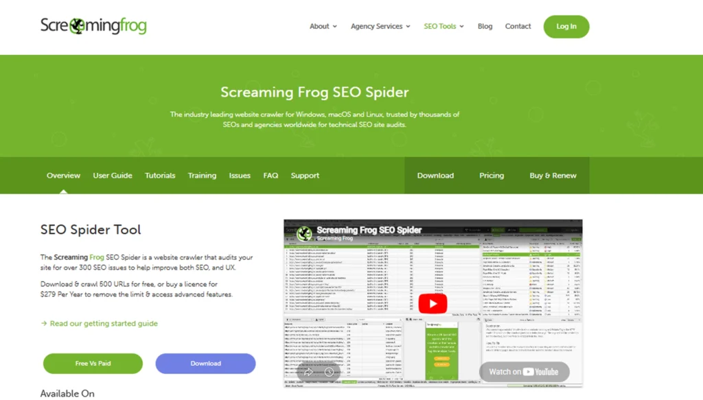 Screaming Frog Homepage