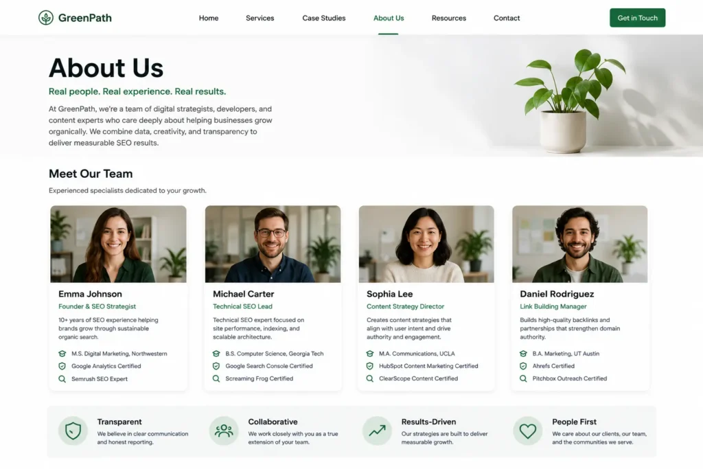 About Us Webpage