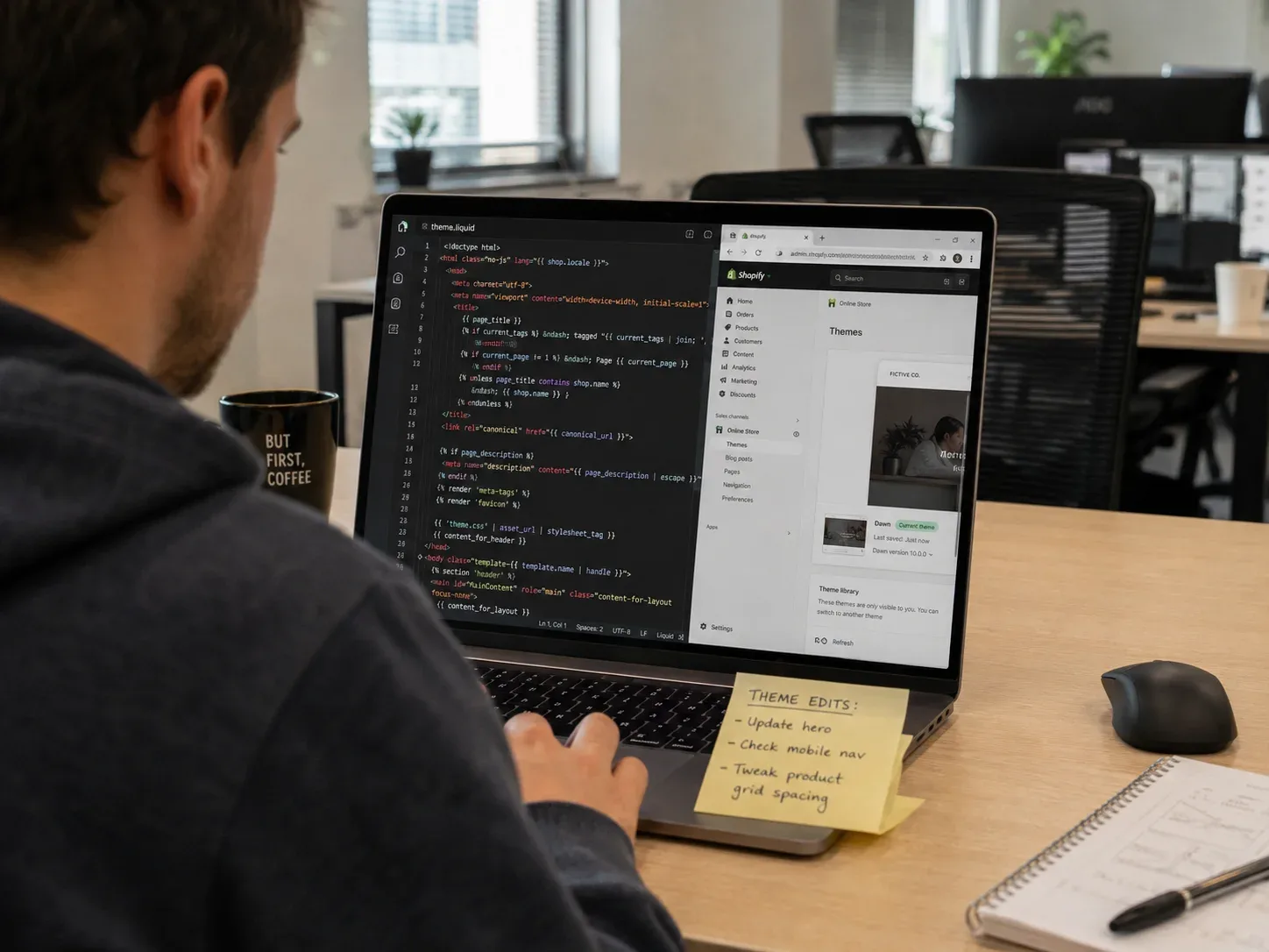 developer editing theme liquid