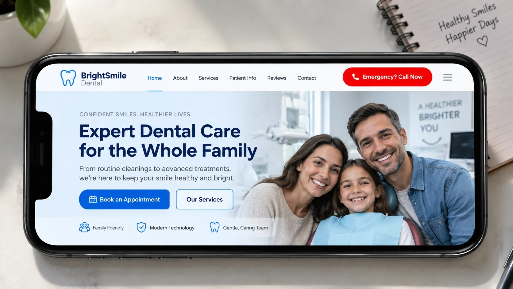 dental website on smartphone