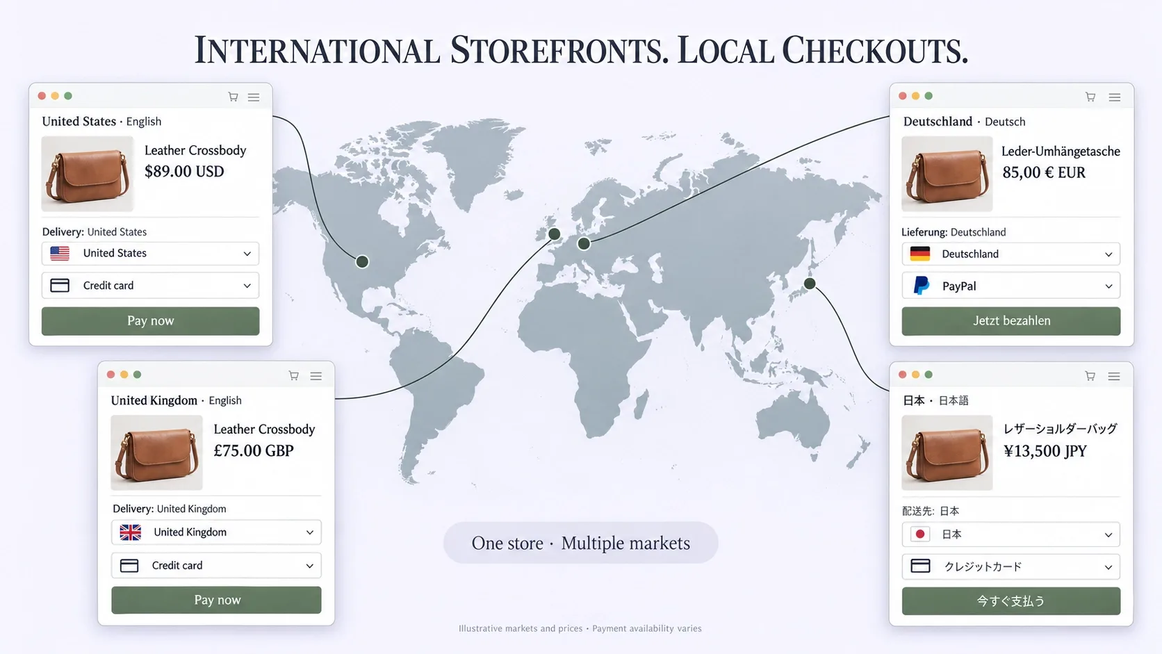 multi currency storefront and local checkout