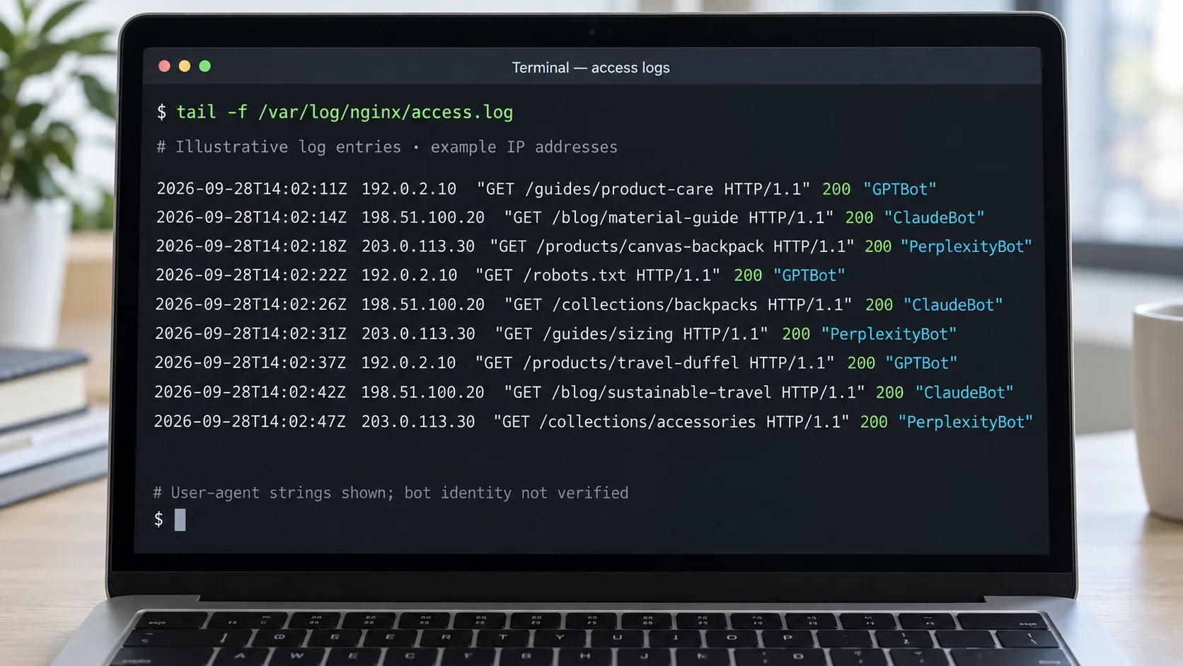 server-log-entries-for-GPTBot-ClaudeBot-and-PerplexityBot-crawl-requests