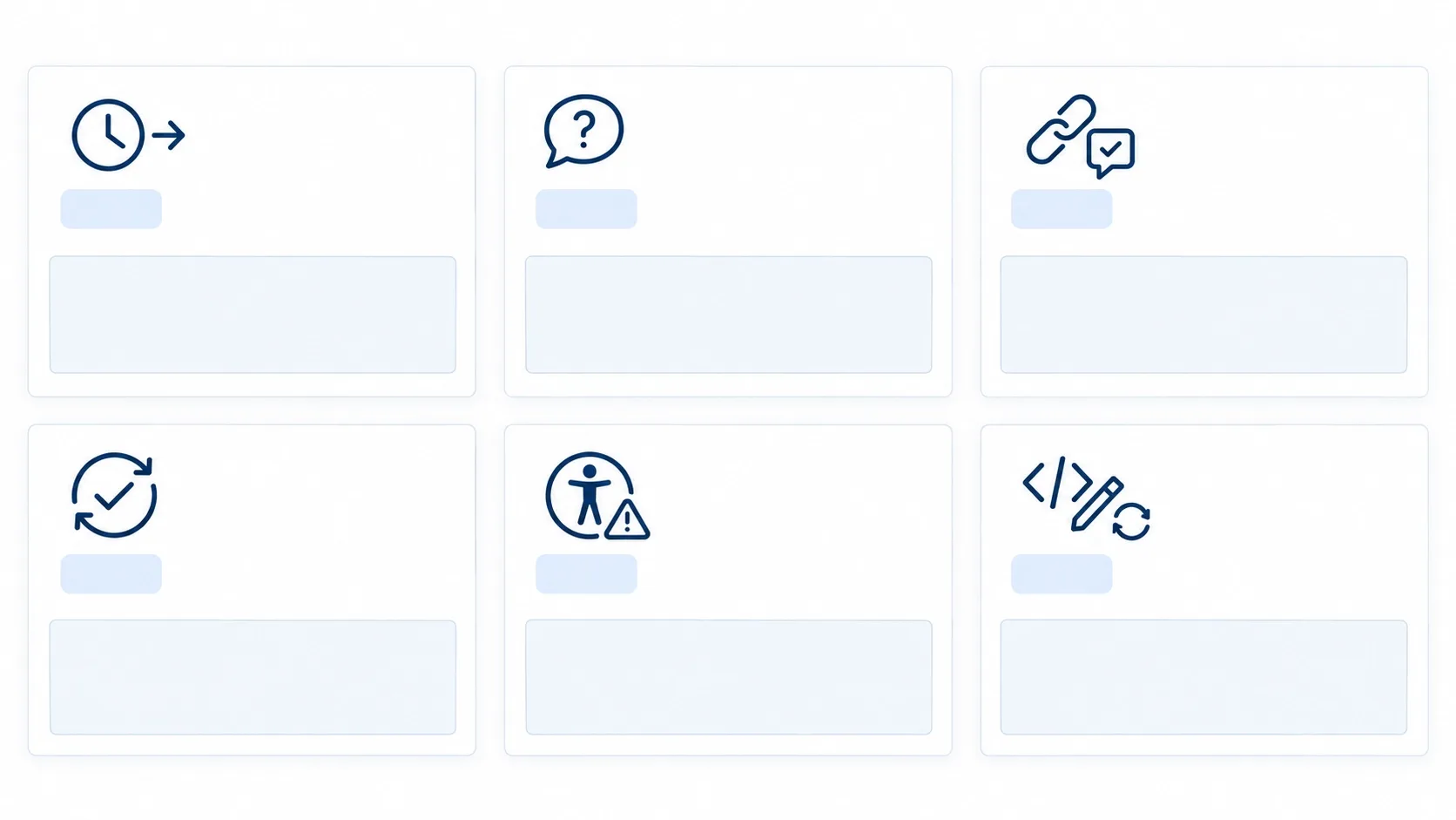 Blank dashboard with six delivery metrics for a web design collaboration stack