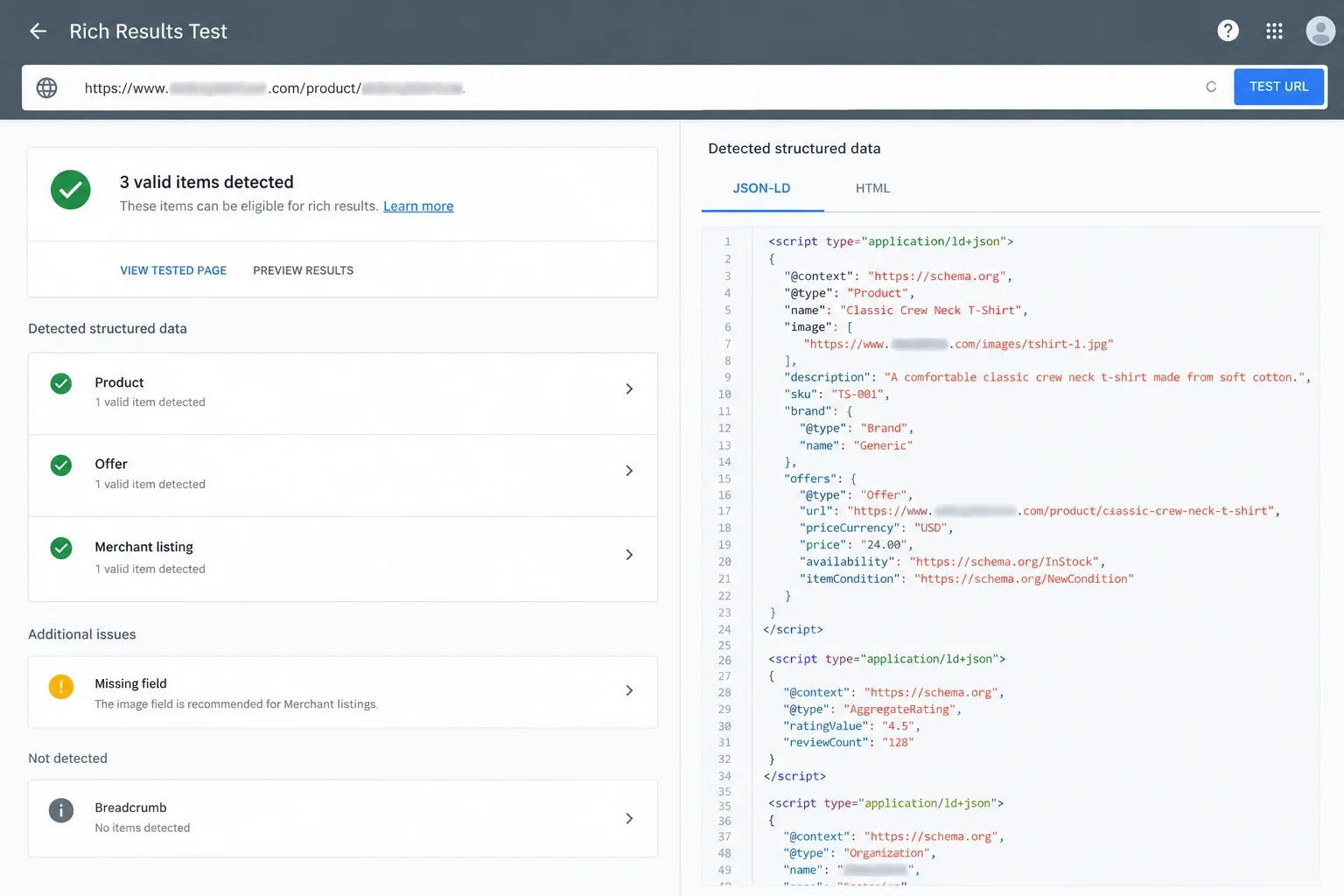 Rich-Results-Test-showing-detected-product-structured-data-for-a-WooCommerce-product-page