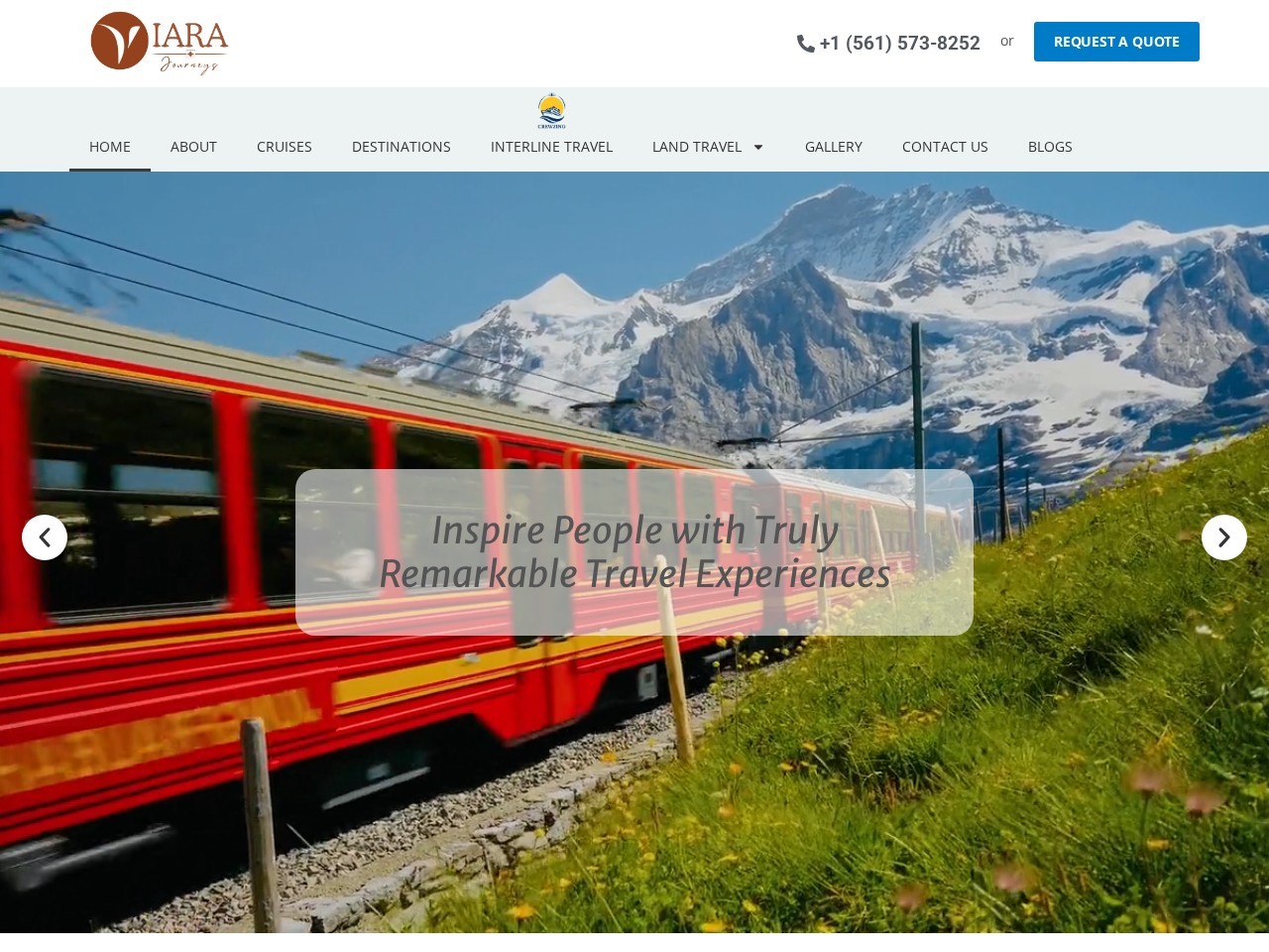 Live desktop capture of Viara Journeys homepage