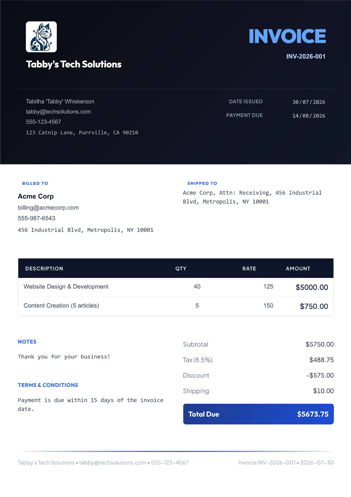 Modern invoice template preview