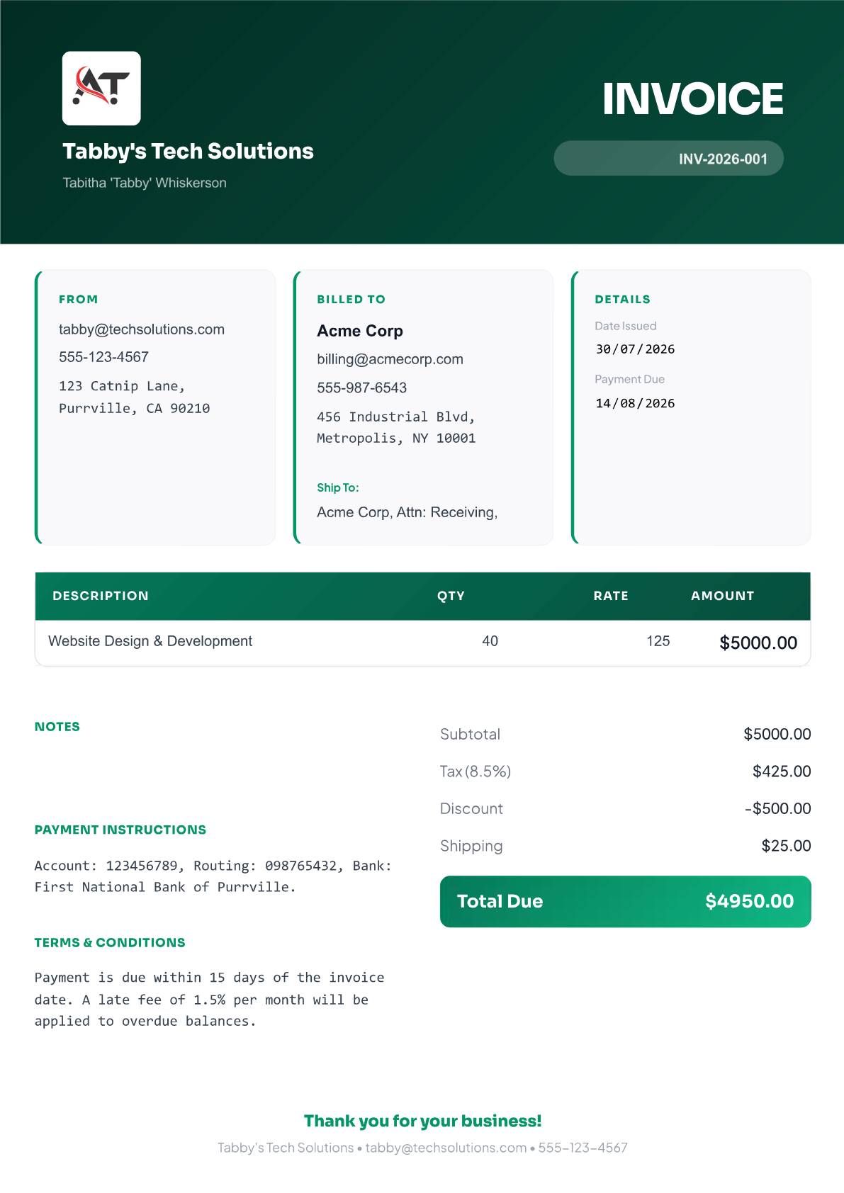 Bold invoice template preview