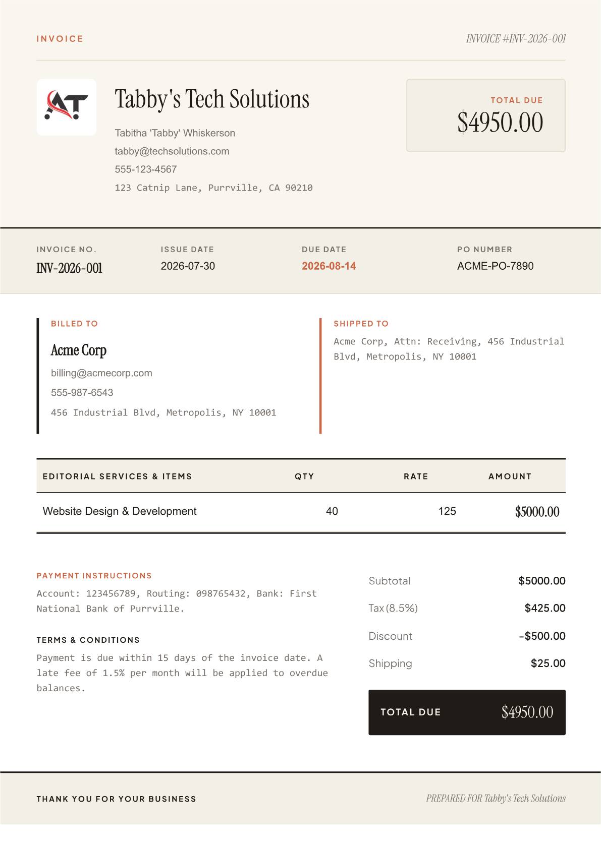 Contact Sheet Photography invoice template preview