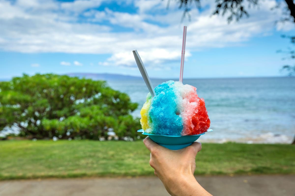 Hawaiian shave ice with tropical syrups