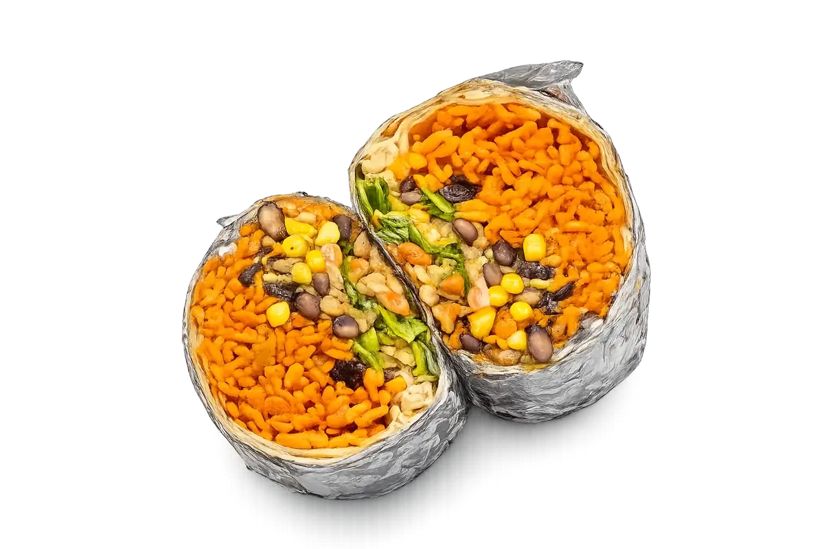 Handcrafted halal burrito with grilled protein
