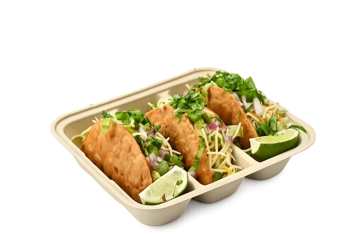 Halal street tacos with fresh corn tortillas