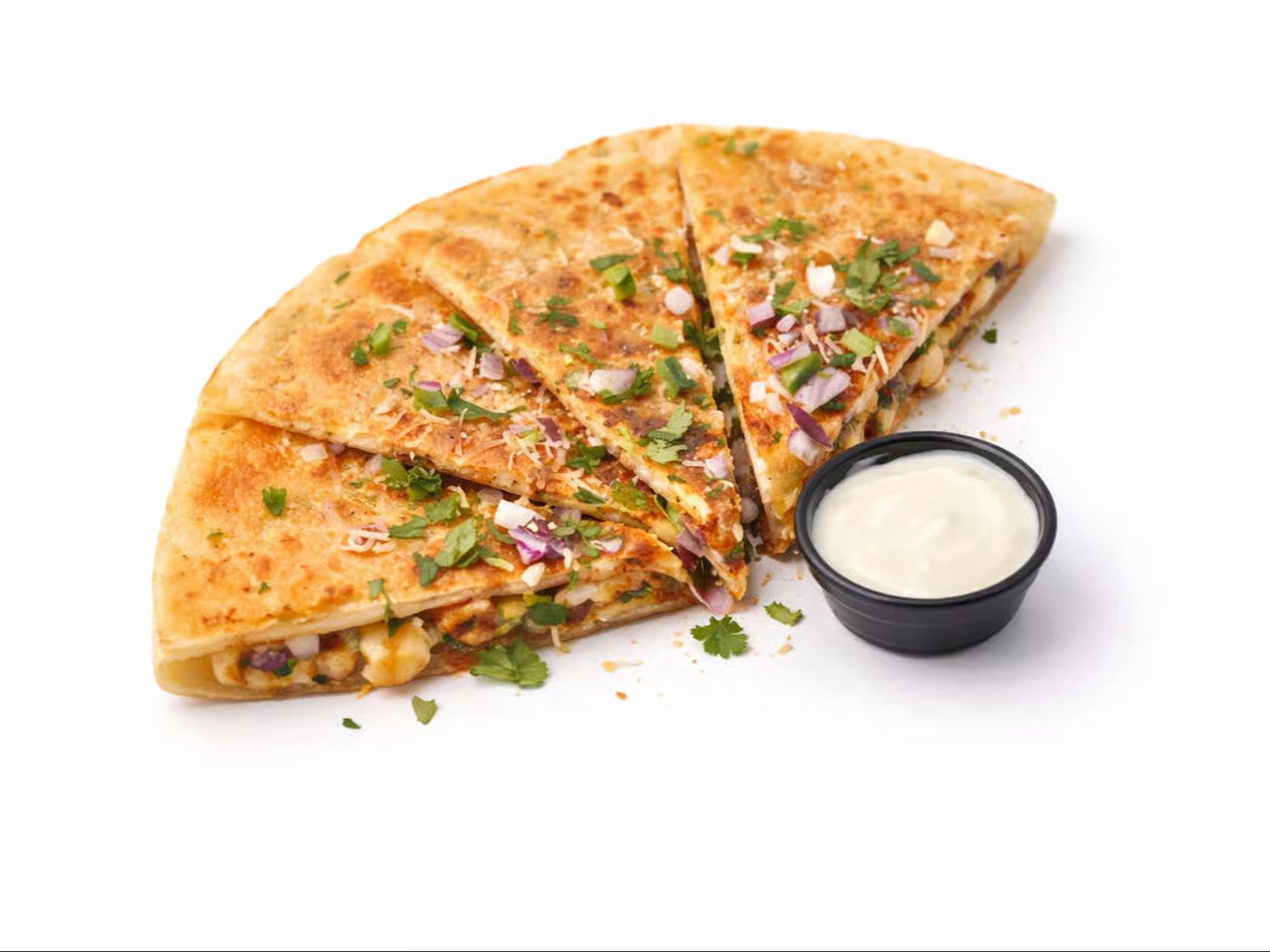 Golden quesadilla with melted cheese
