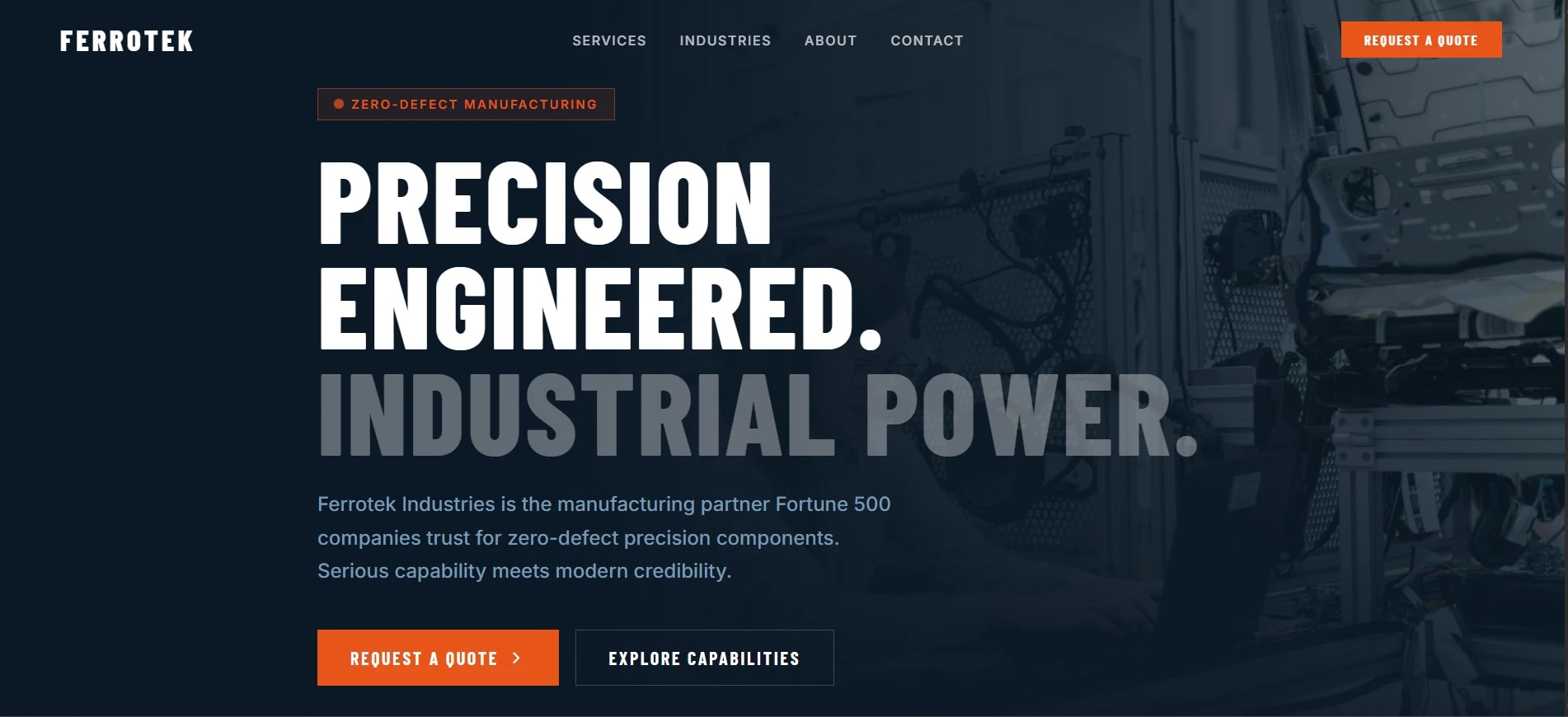 Manufacturing Website screenshot