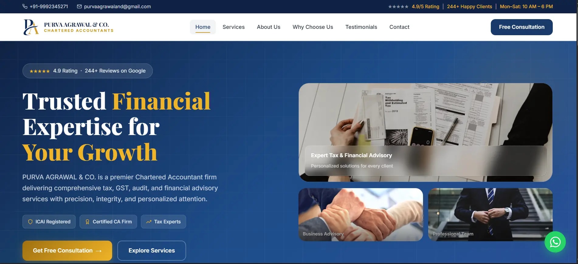 CA Website screenshot