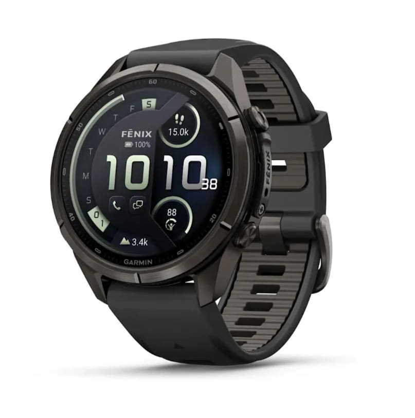 Garmin Fenix 9 PRO INREACH, 43 мм, AMOLED, Sapphire Carbon Gray DLC Titanium with Black/Pebble Gray Silicone Band