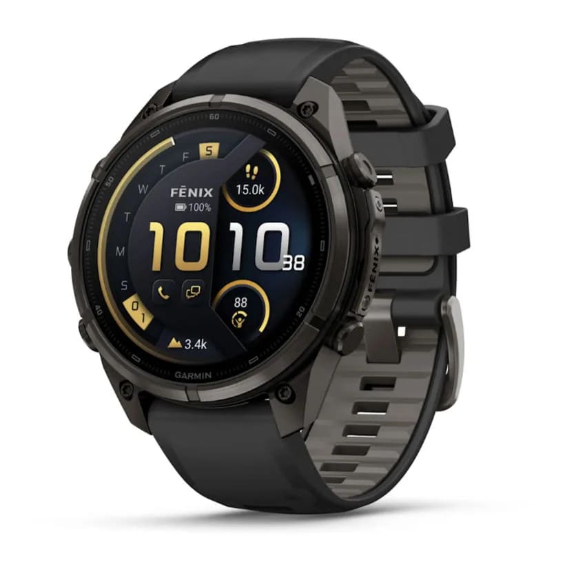 Garmin Fenix 9 PRO INREACH, 47 мм, AMOLED, Sapphire Carbon Gray DLC Titanium with Black/Pebble Gray Silicone Band